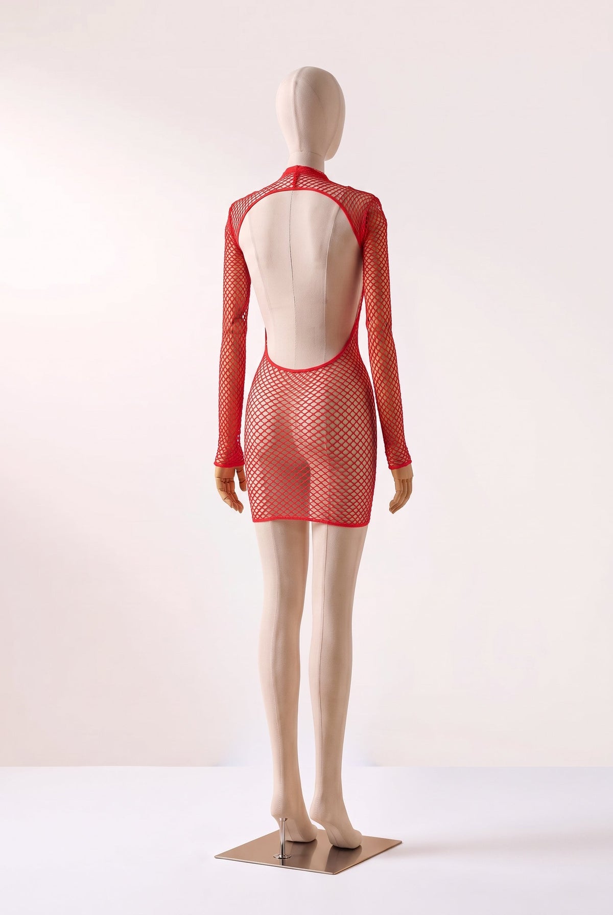 Rosalind Red Fishnet Open-Back Dress