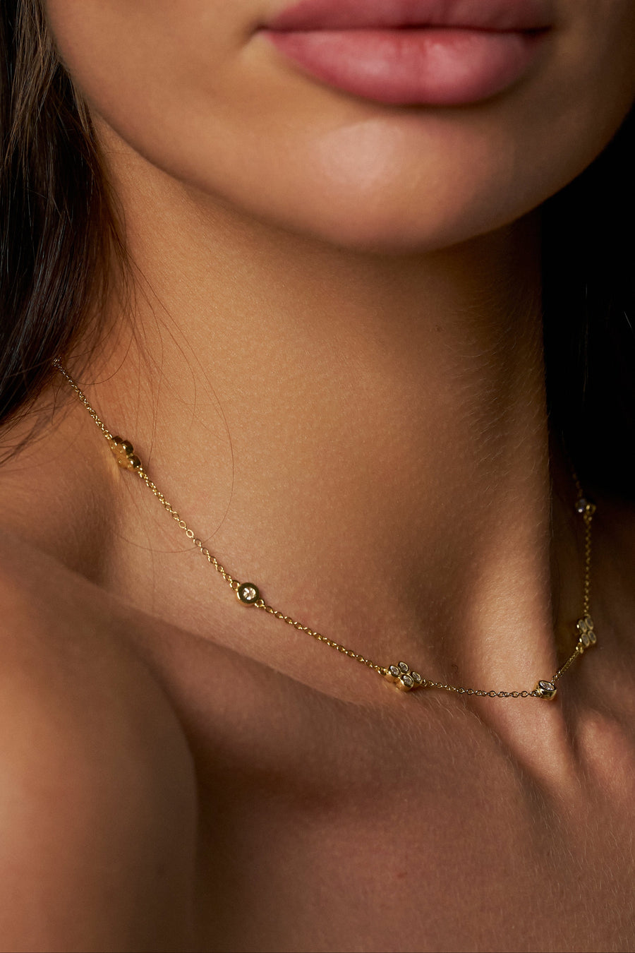 Winona Round-Cut Moissanite Strand Necklace