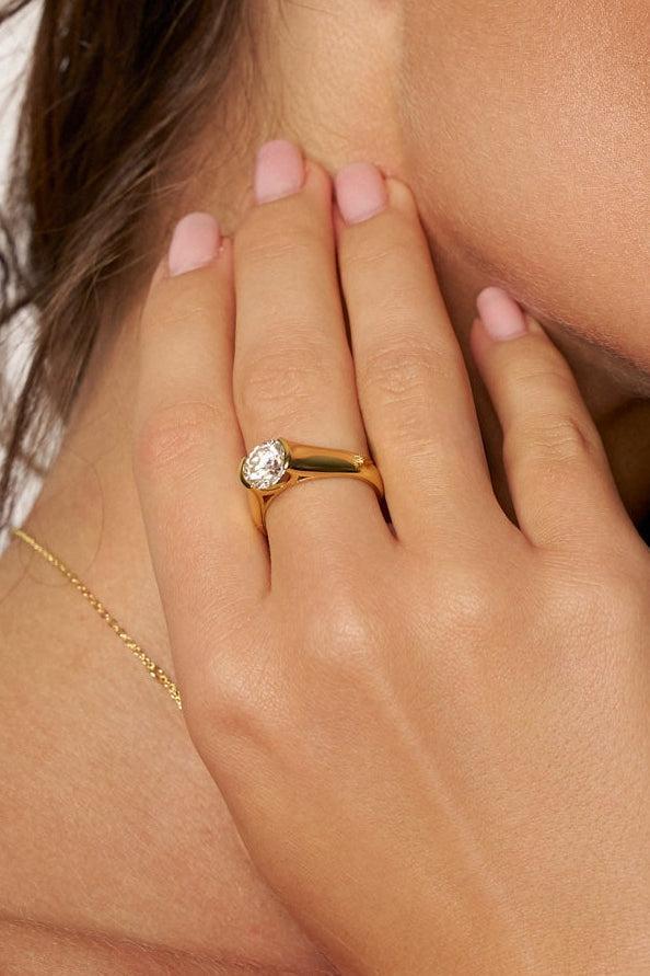 Wide Band 2 ct Moissanite Solitaire Ring