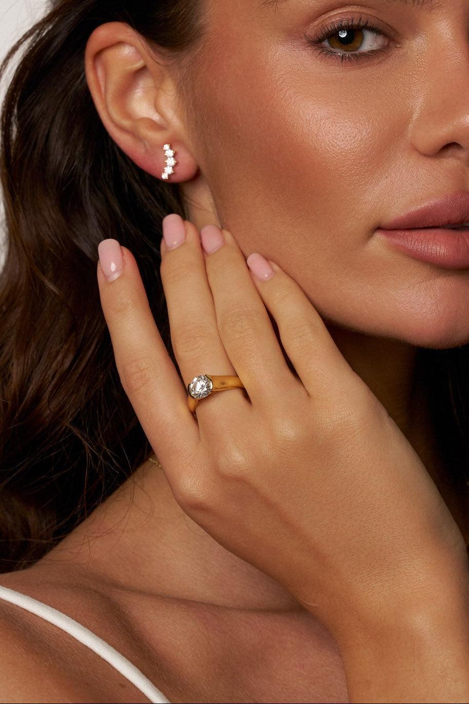 Wide Band 2 ct Moissanite Solitaire Ring