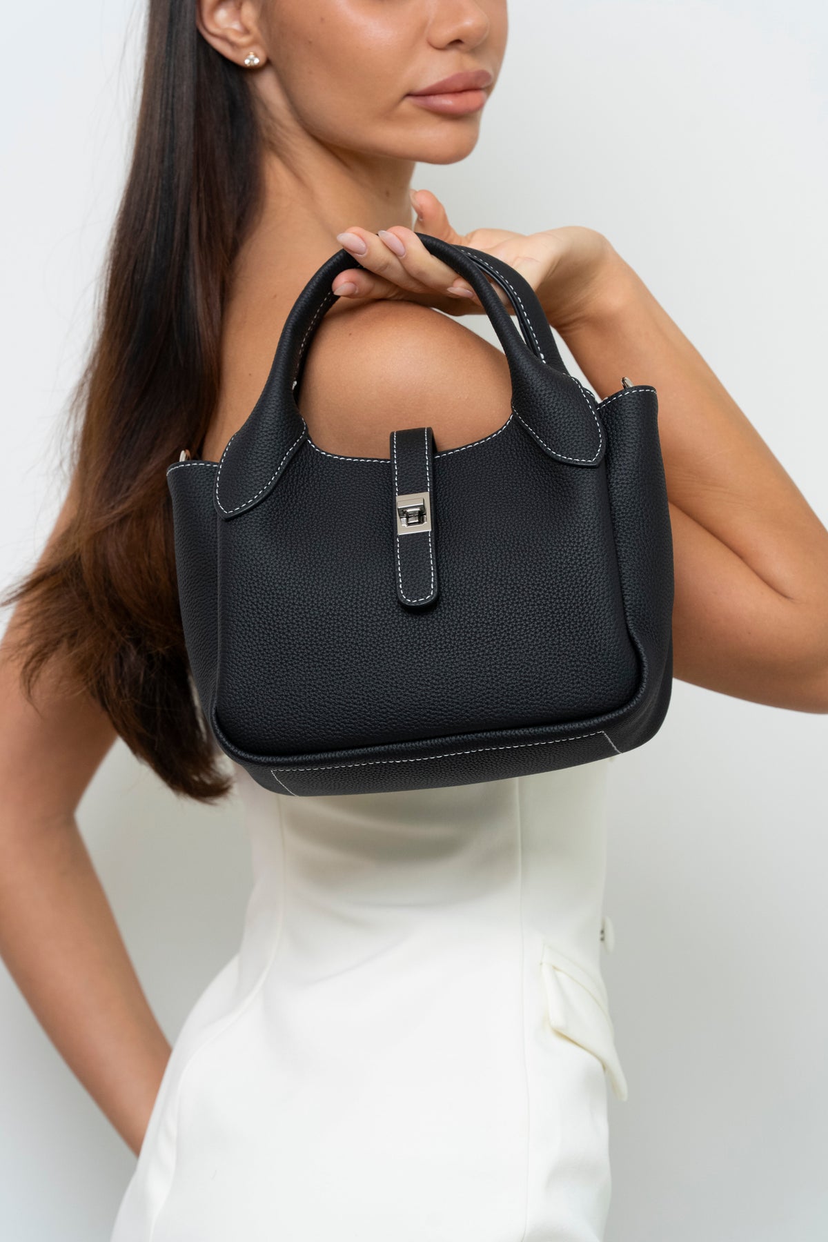 Winslow Contrast-Stitch Mini Satchel