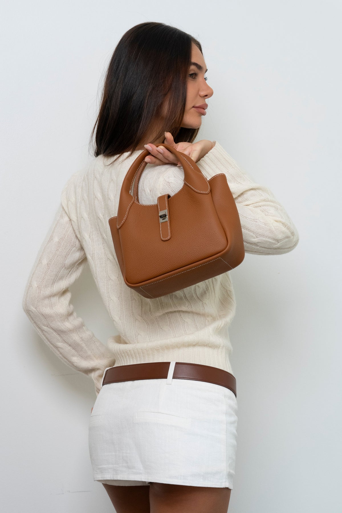 Winslow Contrast-Stitch Mini Satchel