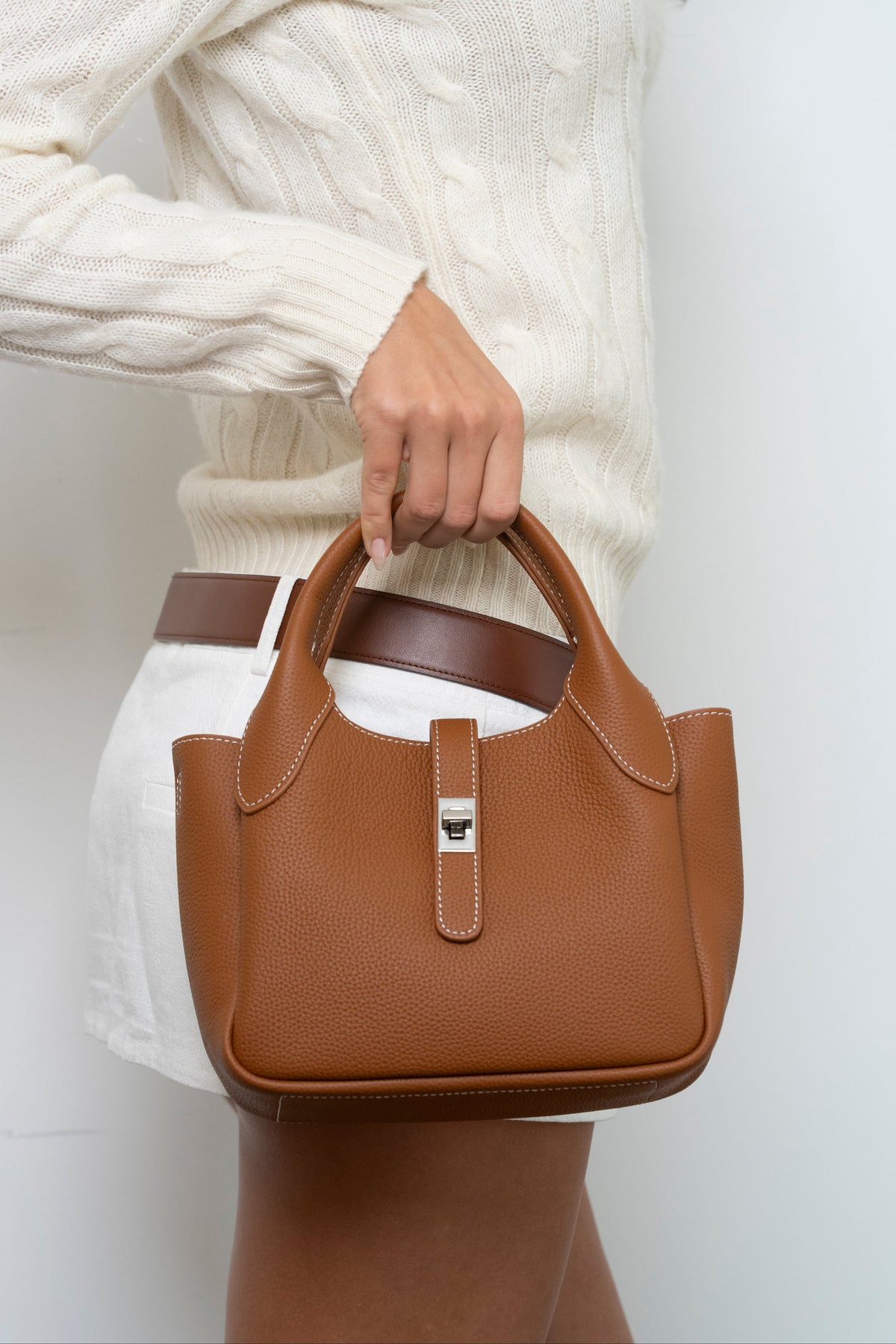 Winslow Contrast-Stitch Mini Satchel