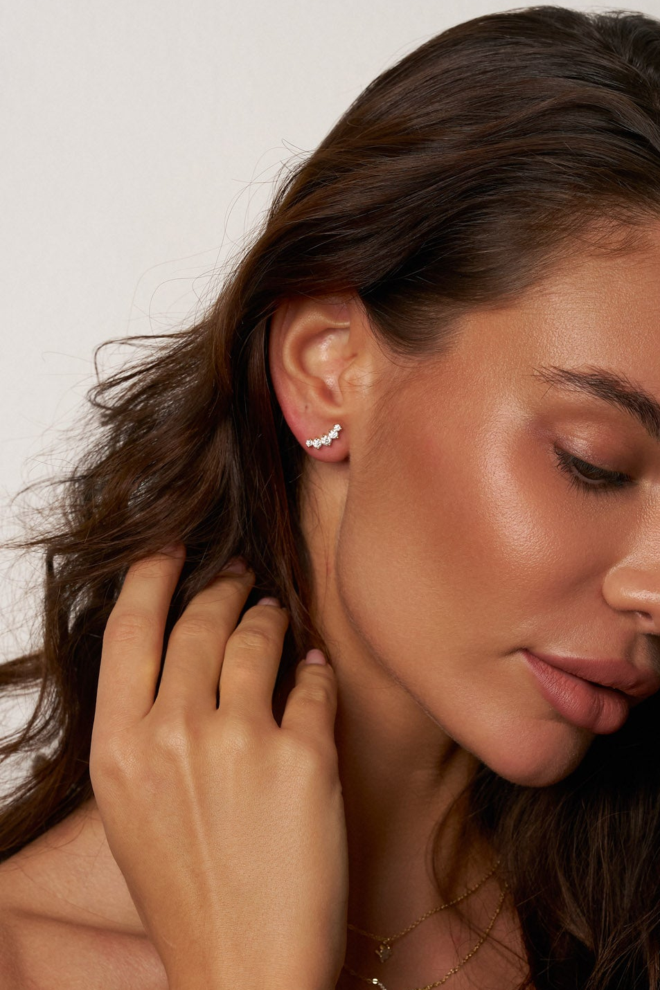 Crescent Curve Moissanite Stud Earrings
