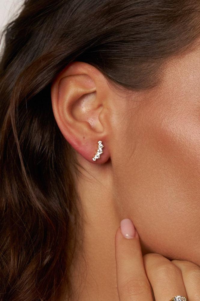Crescent Curve Moissanite Stud Earrings