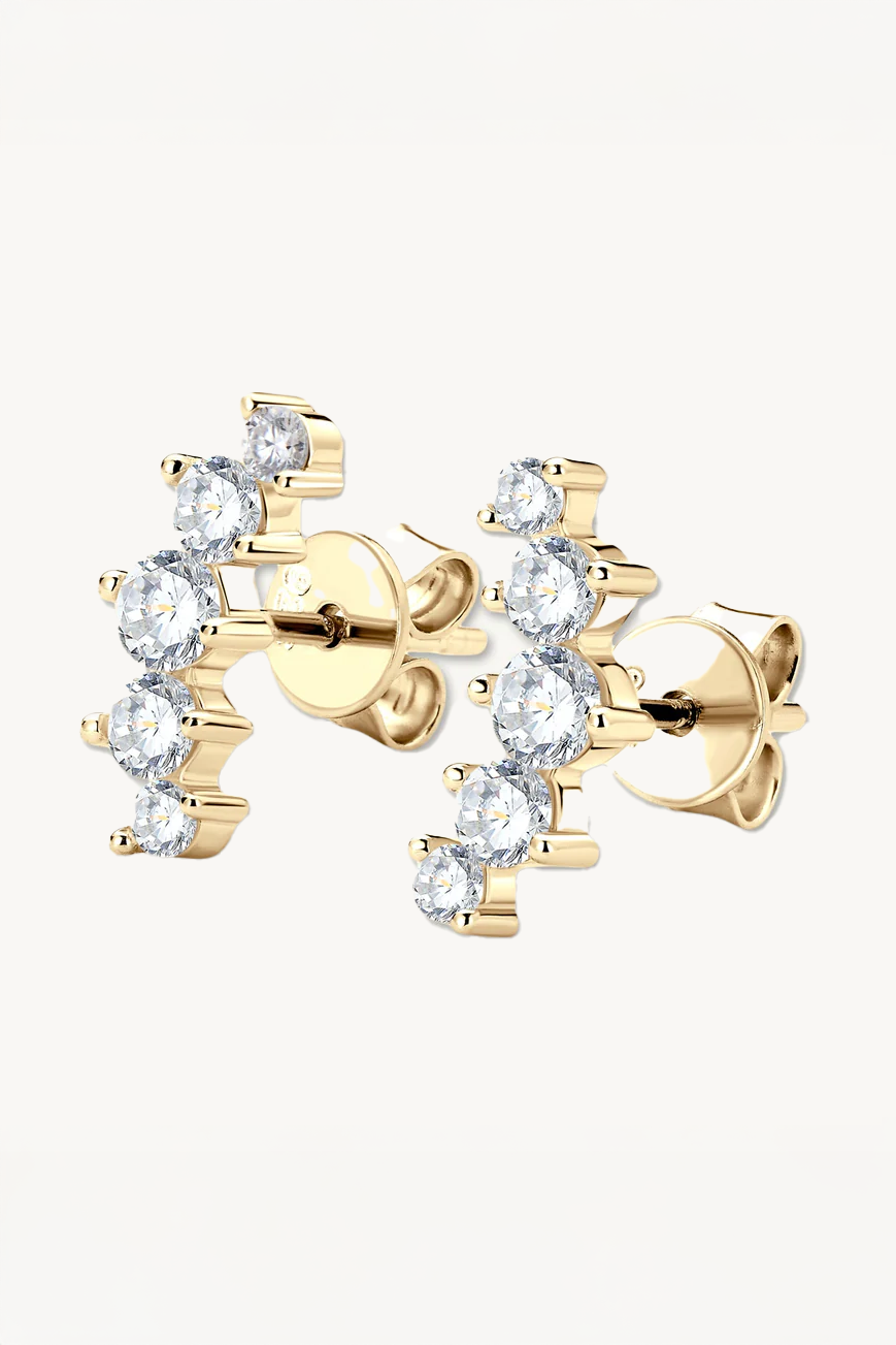 Crescent Curve Moissanite Stud Earrings