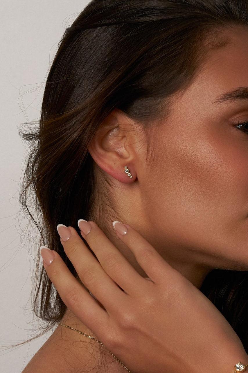 Tessa Trio Cascade Moissanite Studs