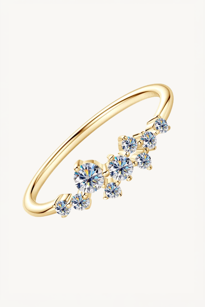 Graduated Moissanite Crown Ring