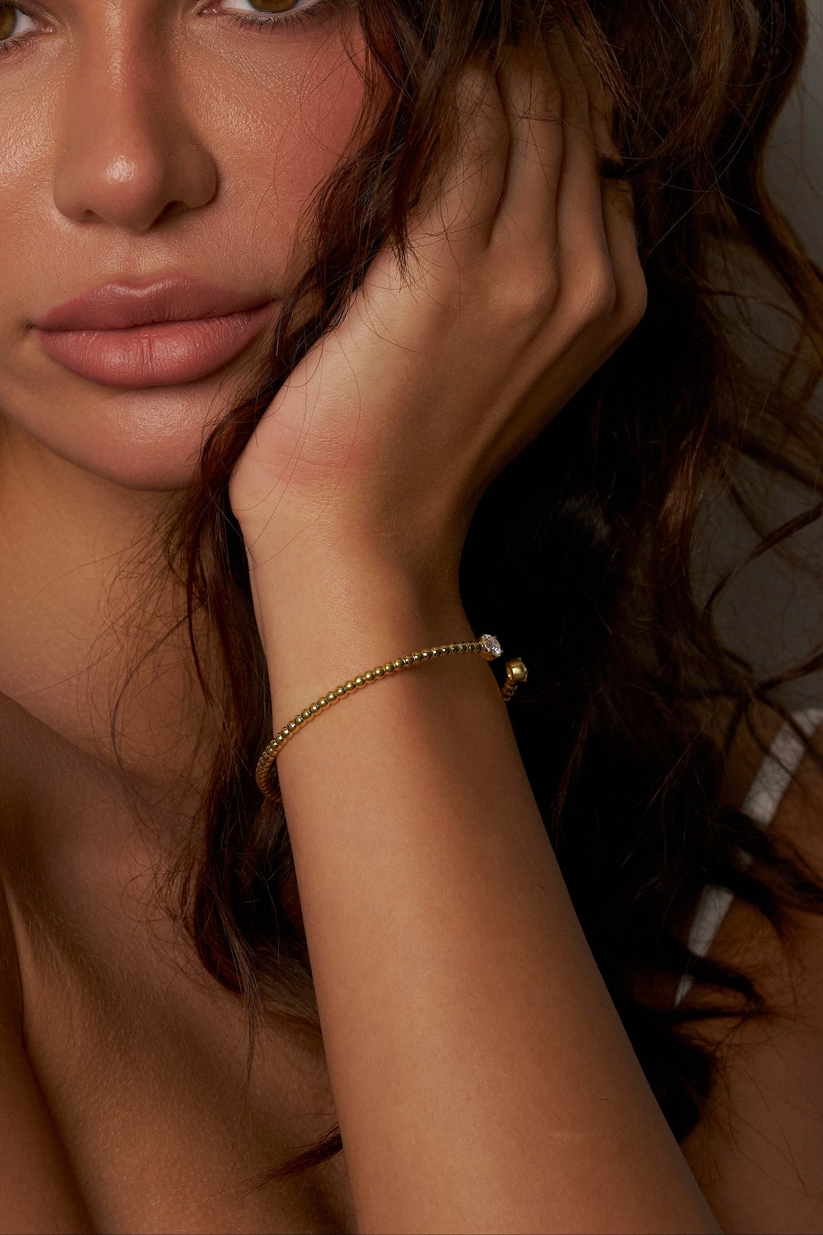 Veda Beaded Open Moissanite Bangle