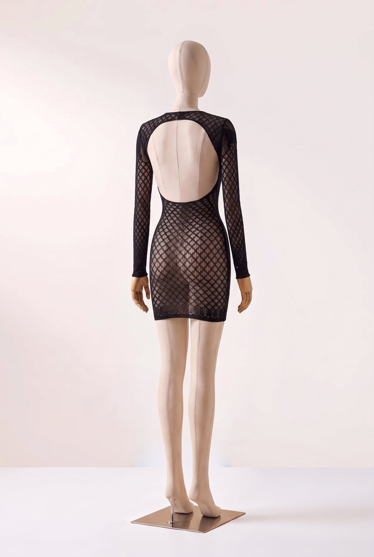 Marlowe Diamond Fishnet Long-Sleeve Mini Dress
