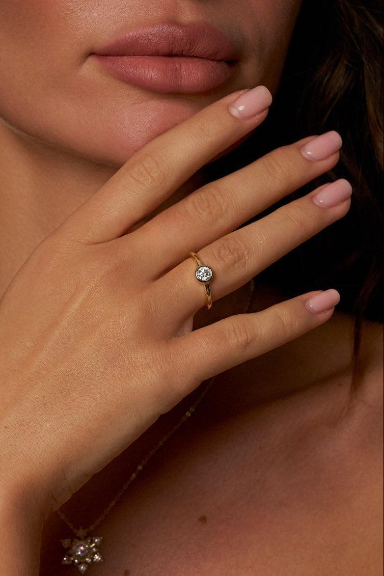 Bezel-Set 0.5 ct Moissanite Ring