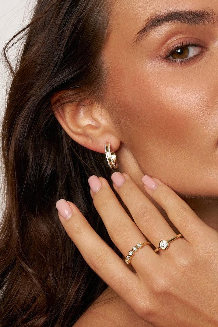 Selene Double-Row Moissanite Hoops
