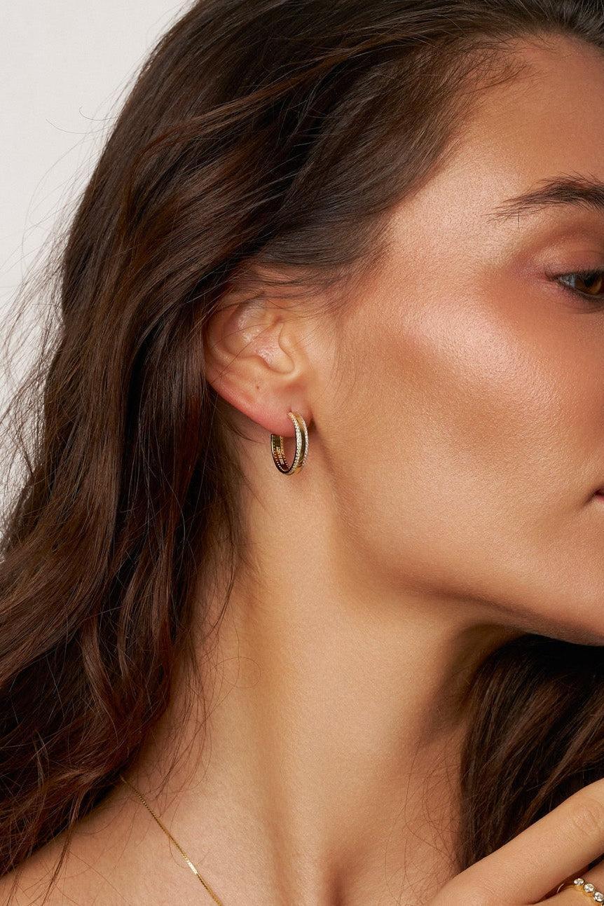 Selene Double-Row Moissanite Hoops