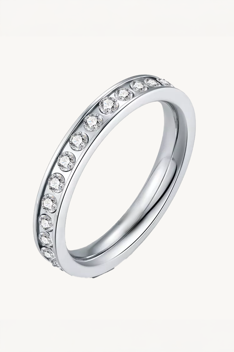 Continuous Row Silver Moissanite Band
