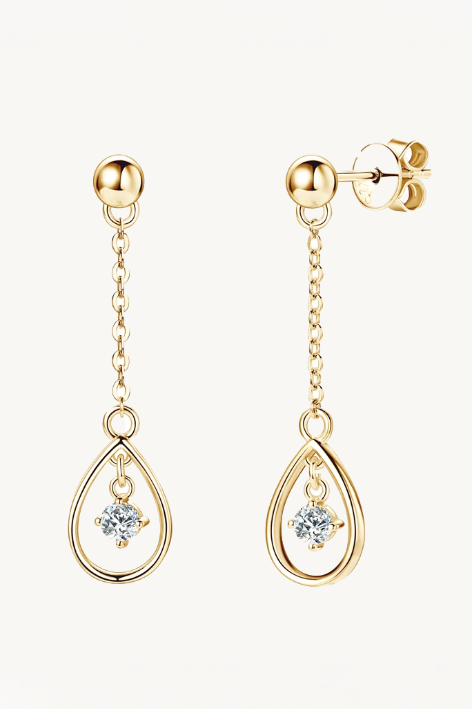 Tilda Teardrop Chain Moissanite Earrings