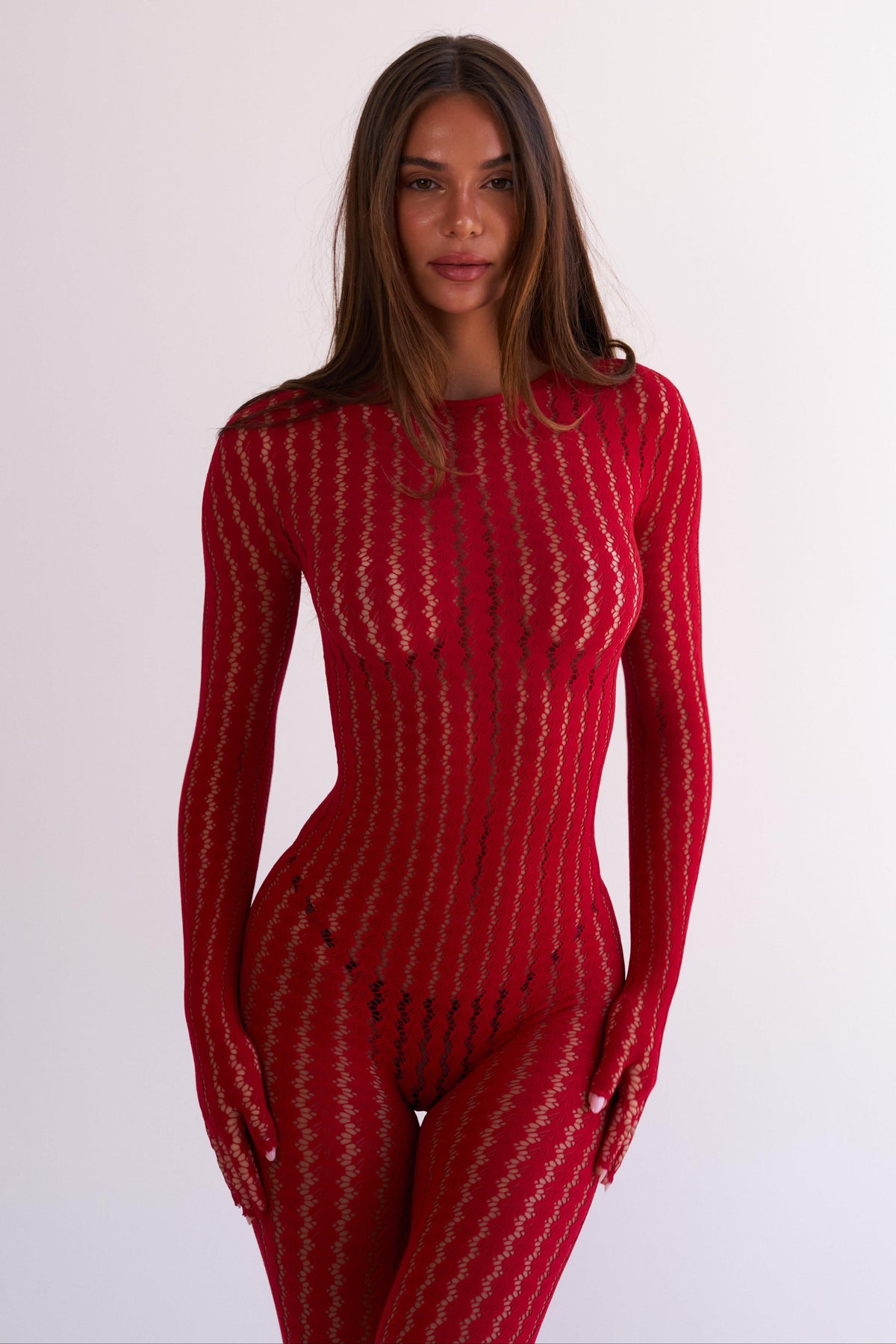 Alessia Sheer Knit Catsuit