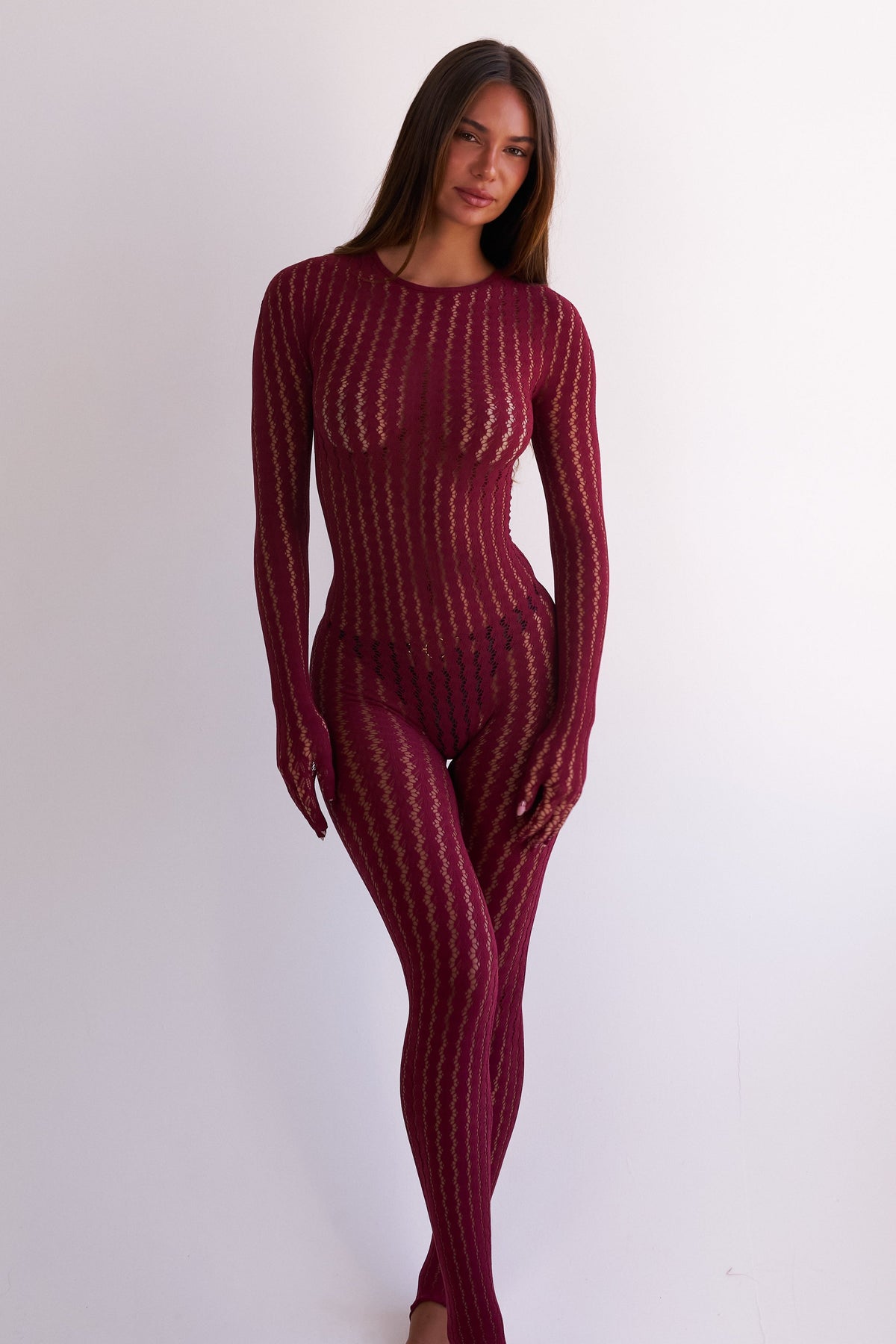 Alessia Sheer Knit Catsuit