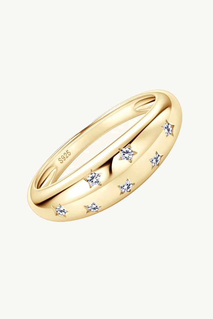 Celestial Star Motif Moissanite Ring