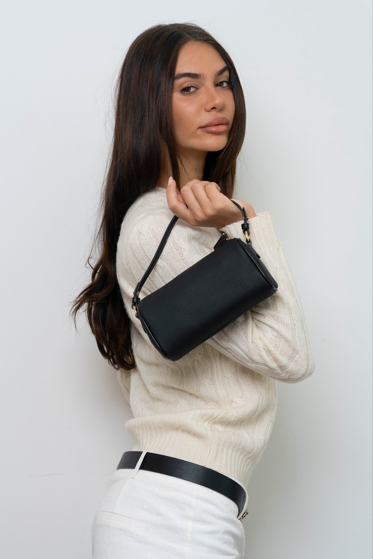 Tatum Textured Leather Barrel Bag