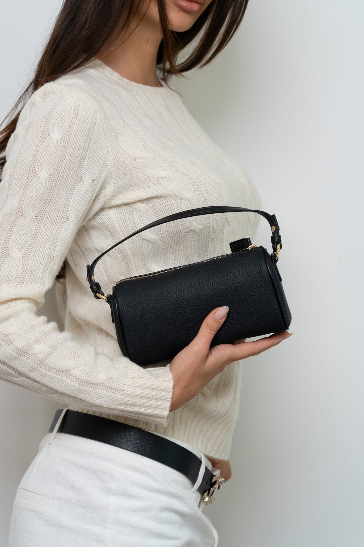 Tatum Textured Leather Barrel Bag