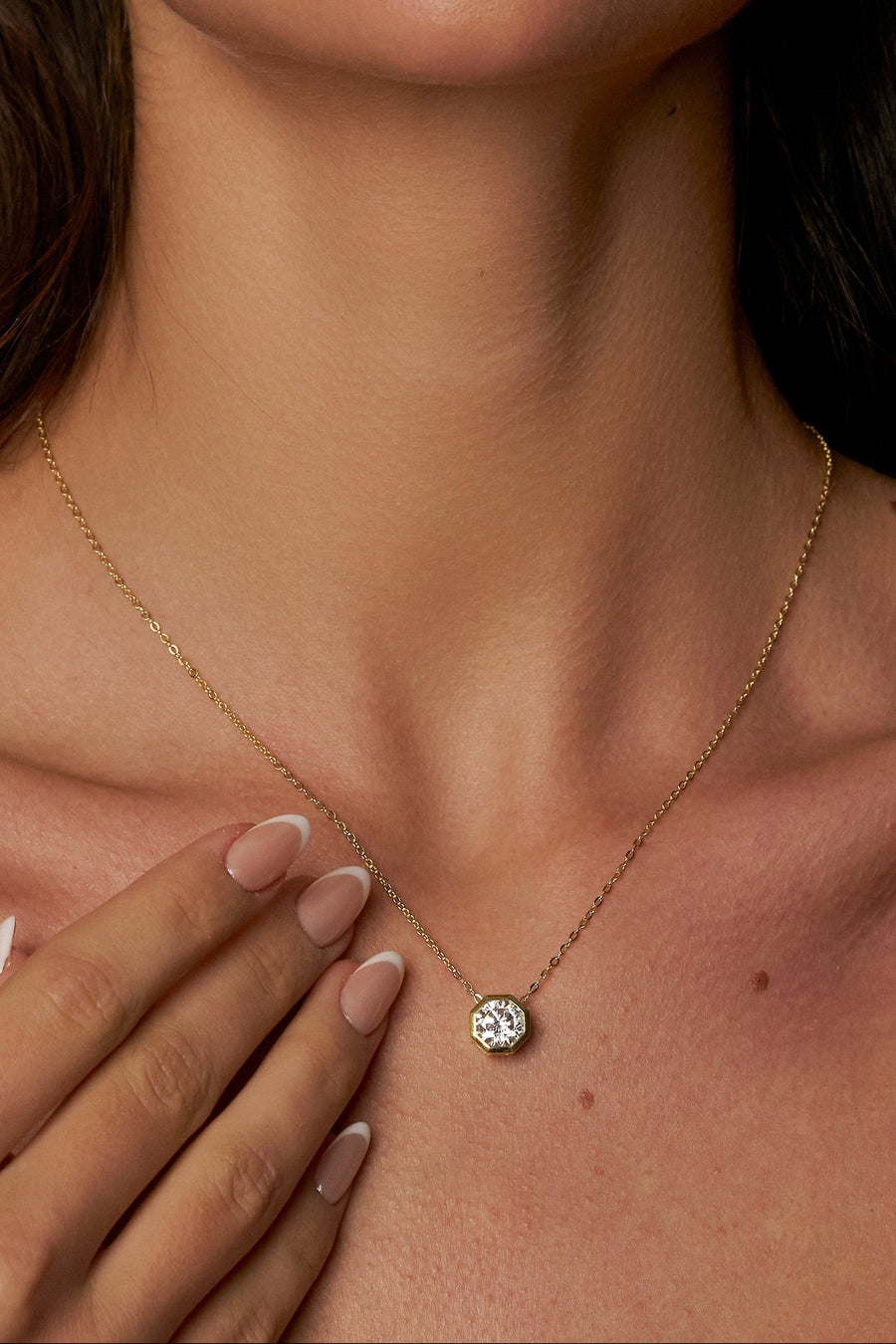 Simone Octagon Bezel Moissanite Pendant
