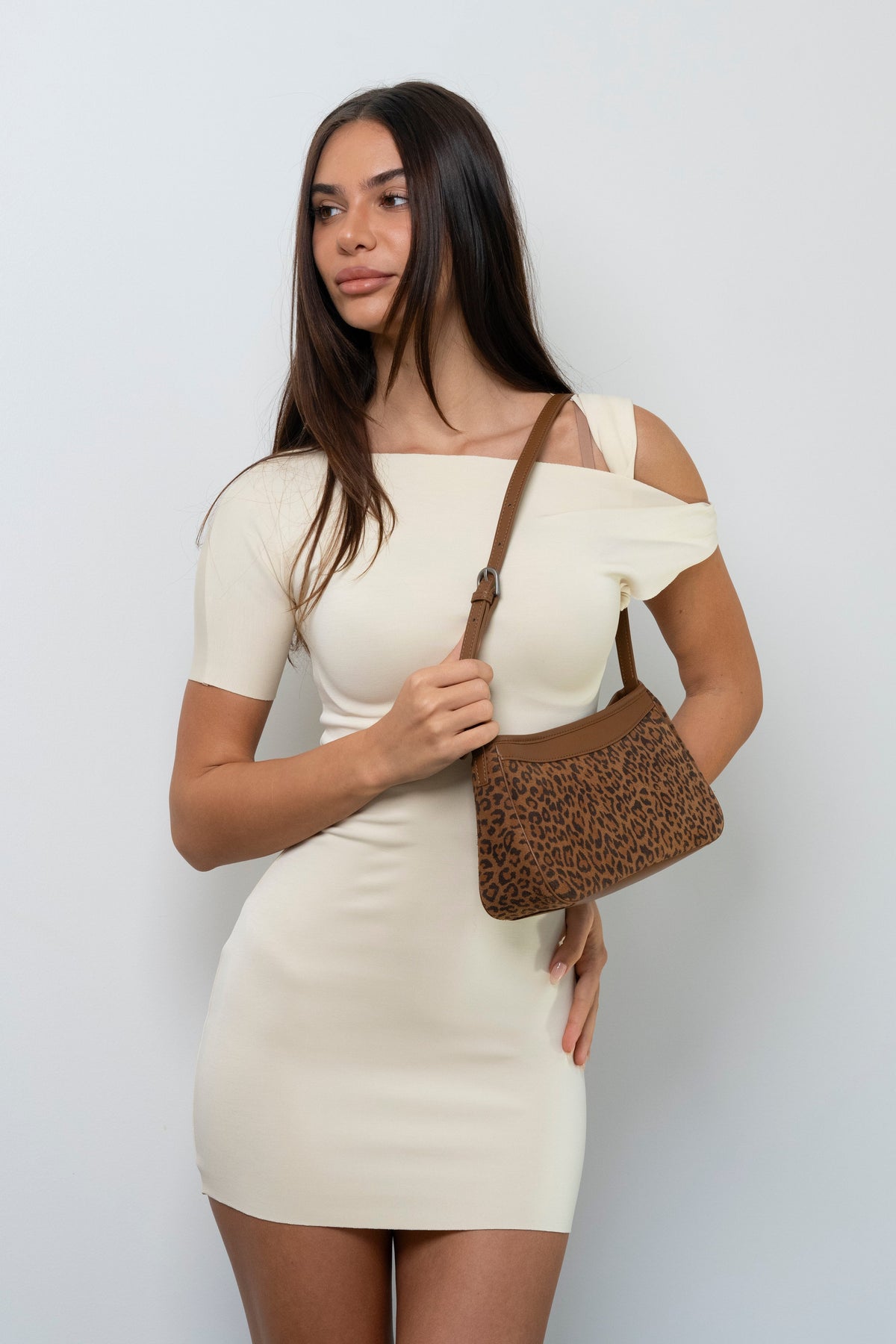 Savoy Curved Suede Shoulder Bag
